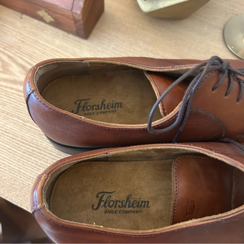 Florsheim Men’s Leather Angelo Cap Toe Oxfords Dress Shoes Cognac Brown Size 11D